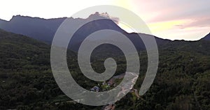 Aerial view of majestic Mount Kinabalu, Kundasang Sabah.