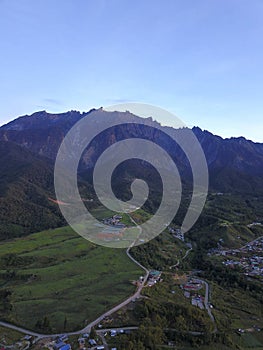 Aerial view of majestic Mount Kinabalu, Kundasang Sabah
