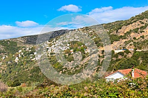 Aerial view of Makrinitsa village in Pelion, Greece