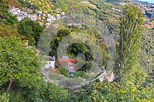 Aerial view of Makrinitsa village in Pelion, Greece