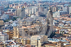 Aerial view on Malaga Cathedral photo