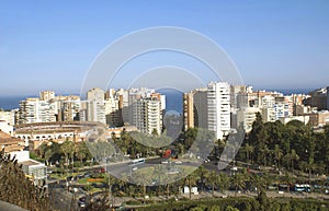 Aerial view of Malaga city in Andalusia, Spain, Europe