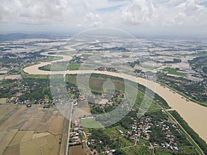 Aerial view Malays village house