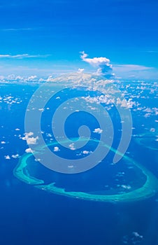 Aerial view of Maldives archipelago Baa Atoll