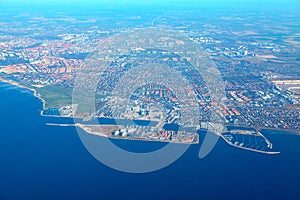 Aerial view of Malmo coast in Sweeden