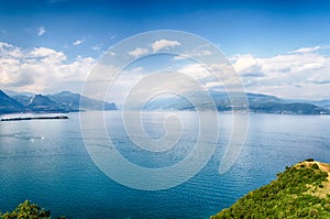 Aerial view from the Manerba Rock on Lake Garda, Italy