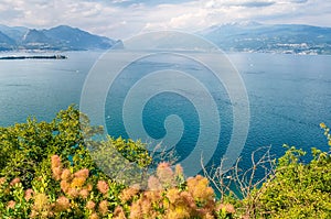 Aerial view from the Manerba Rock on Lake Garda, Italy