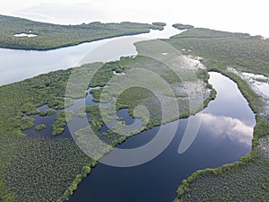 Aerial View of Mangrove Islands and Lagoon in Belize
