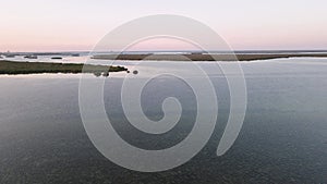 Aerial view of mangroves in the seaside of United Arab Emirates in Umm al Quwain