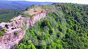 Aerial view on Mangup Kale ruined fortress on plateau