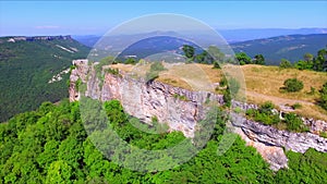 Aerial view on Mangup Kale ruined fortress on plateau