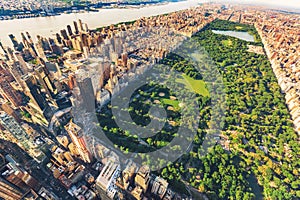 Aerial view of Manhattan looking north up Central Park