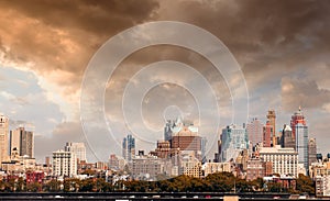 Aerial view of Manhattan West Side with Hudson River