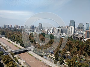 Aerial view of mapocho River in Santiago de Chile, South America photo