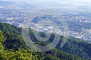 Aerial view with Maracana neighborhood and in the middle of the picture the famous Maracana stadium and the Maracanazinho arena,