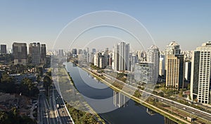 Aerial view of Marginal Pinheiros in Sao Paulo, Brazil photo