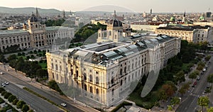 Aerial view of Maria Theresia Monument and Museums Quartier. Maria Theresien Platz. Art History Kunsthistorisches Museum