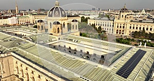 Aerial view of Maria Theresia Monument and Museums Quartier. Maria Theresien Platz. Art History Kunsthistorisches Museum