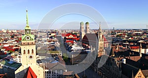 Aerial view of Marienplatz Munich Germany