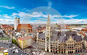 Aerial view on Marienplatz town hall