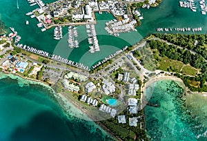 Aerial view of Marina Bas-du-Fort, Pointe-Ã -Pitre, Grande-Terre, Guadeloupe, Caribbean