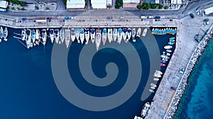 Aerial View Of Marina With Boats 