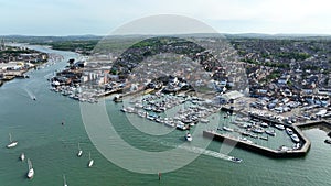 Aerial View of a Marina in Cowes on the Isle of Wight