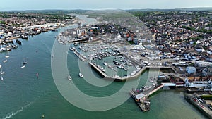 Aerial View of a Marina in Cowes on the Isle of Wight