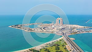 Aerial view of Marina Mall and Marina island in Abu Dhabi, UAE - panoramic view of shopping district