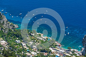 Aerial view of Marina Piccola at the Italian island Capri
