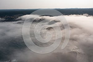 Aerial View of Marine Layer and Mendocino Coast
