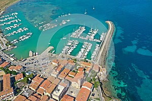 aerial view of the marine village of Talamone in the province of Grosseto Tuscany