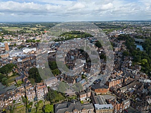 An aerial view of the market town of Shrewsbury in Shropshire