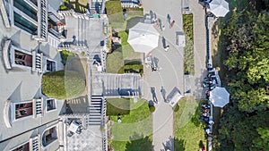 Aerial view of marriage, park