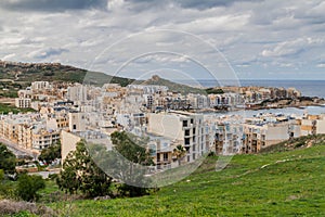 Aerial view of Marsalforn on Gozo island, Mal