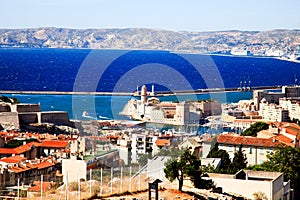 Aerial view of Marseille City and harbor