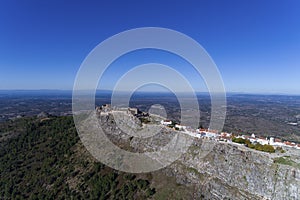 Aerial view of the Marvao village in Alentejo, Portugal;