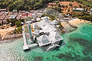 Aerial view of Masjid Besar Mosque on the Perhentian Islands in Malaysia