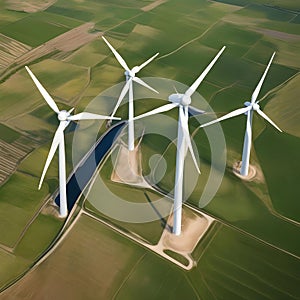 An aerial view of a massive wind farm with rows of turbines harnessing renewable energy1