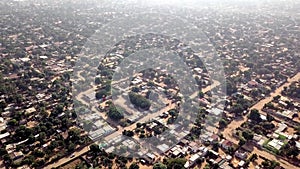 Aerial view of Matola, suburbs of Maputo, Mozambique