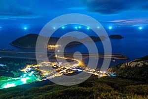 aerial view of Matsu island at night