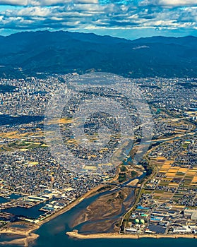 Aerial view of Matsuyama, Ehime, Japan