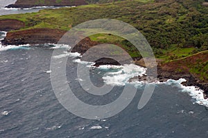 Aerial view of Maui`s North Coast. Road to Hana