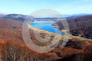 Aerial view of the Mavrovo lake. Makedonia