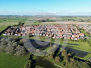 Aerial view of Meadowcroft Estate in Aylesbury with St Michaels Catholic Church