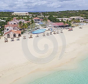Aerial view from Meads Bay in Anguilla Beach, Caribbean