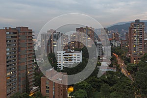 Aerial view of Medellin city within a residential neighborhood,