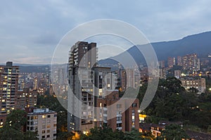 Aerial view of Medellin city within a residential neighborhood,