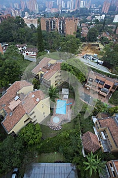 Aerial view of Medellin city within a residential neighborhood, Colombia