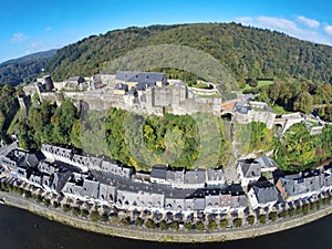 Aerial view of medieval Bouillon castle photo